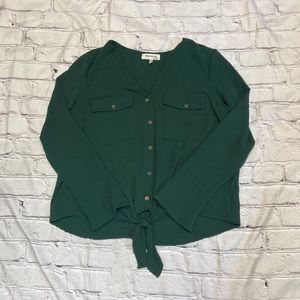 Green Button-down Blouse